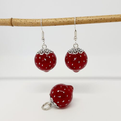 Schmuck-Set "Strawberry" 1 Paar Ohrringe mit passendem Kettenanhänger
