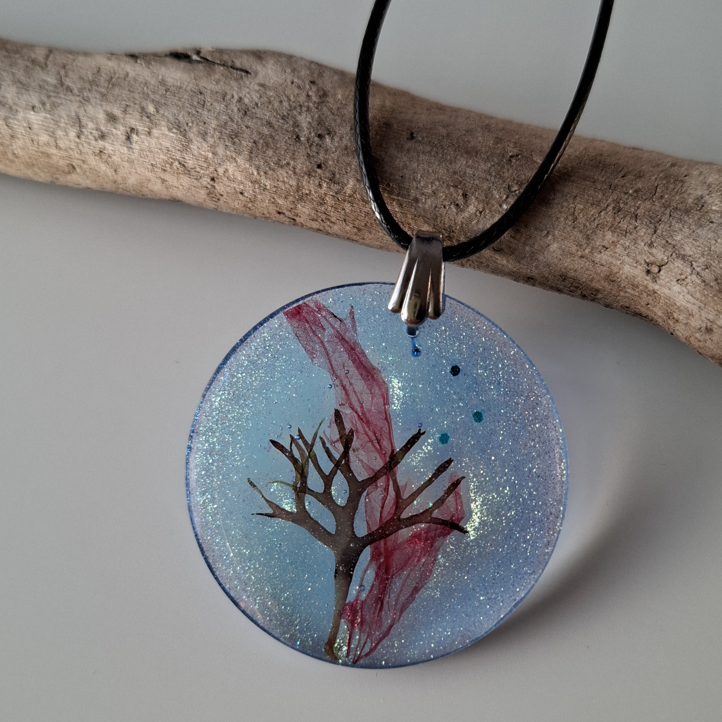 Meer-Medaillon Kettenanhänger mit Algen Nr.83