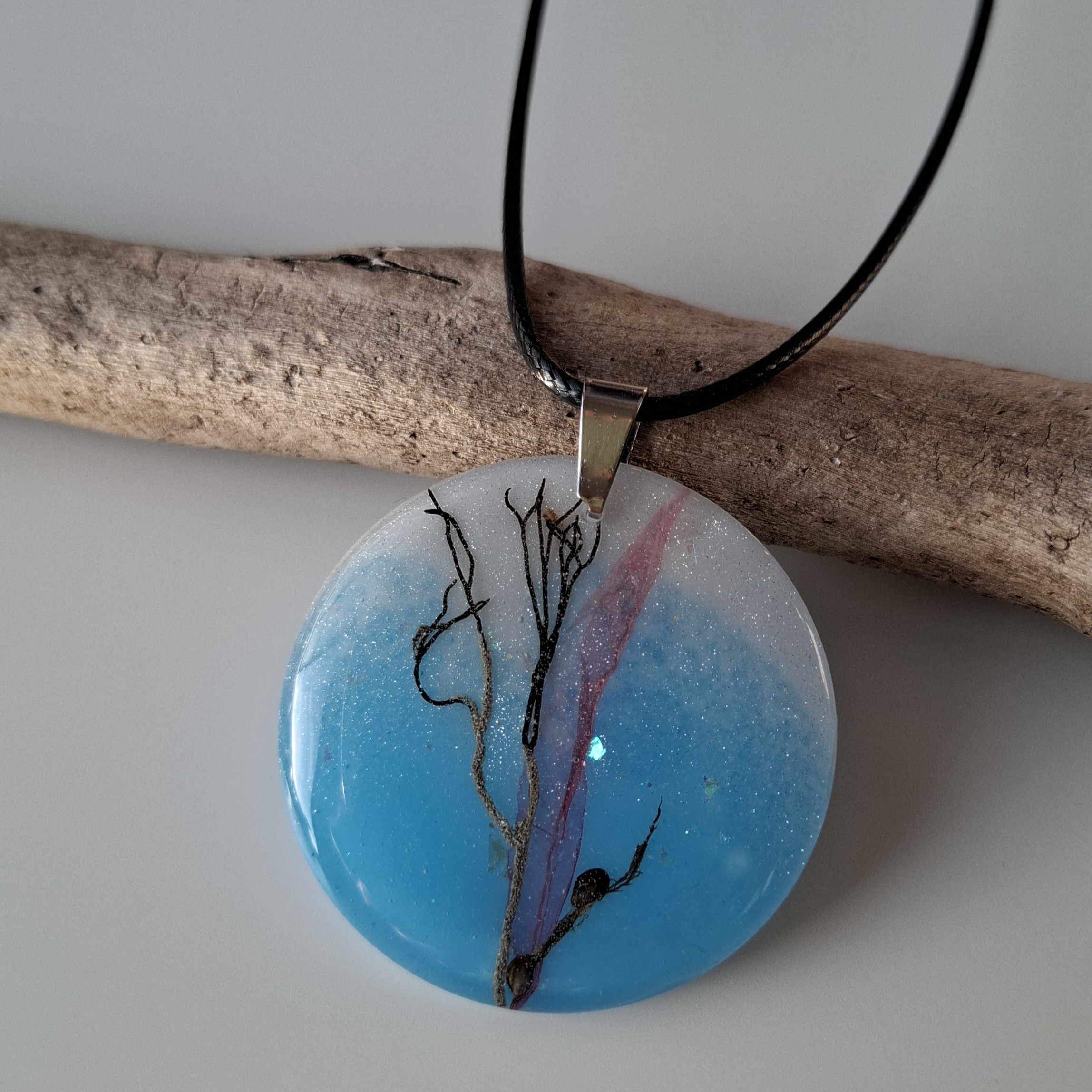 Meer-Medaillon Kettenanhänger mit Algen Nr.86